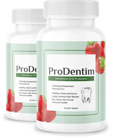 Two bottles of ProDentim soft chewable oral probiotic tablets