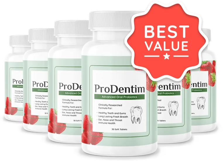 Six bottles of ProDentim soft chewable oral probiotic tablets